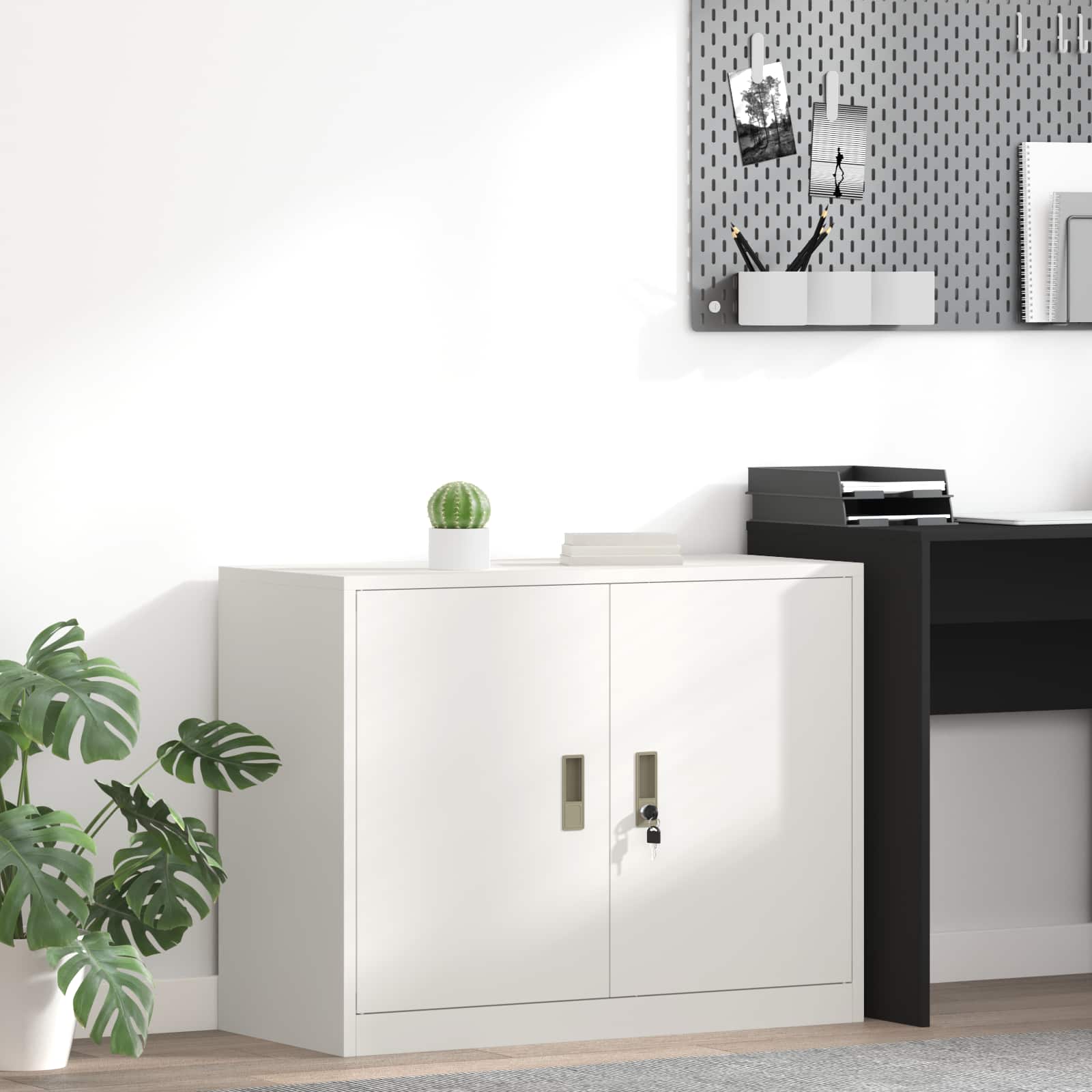 vidaXL Szafka do przechowywania Biały 90 x 40 x 70 cm Stal