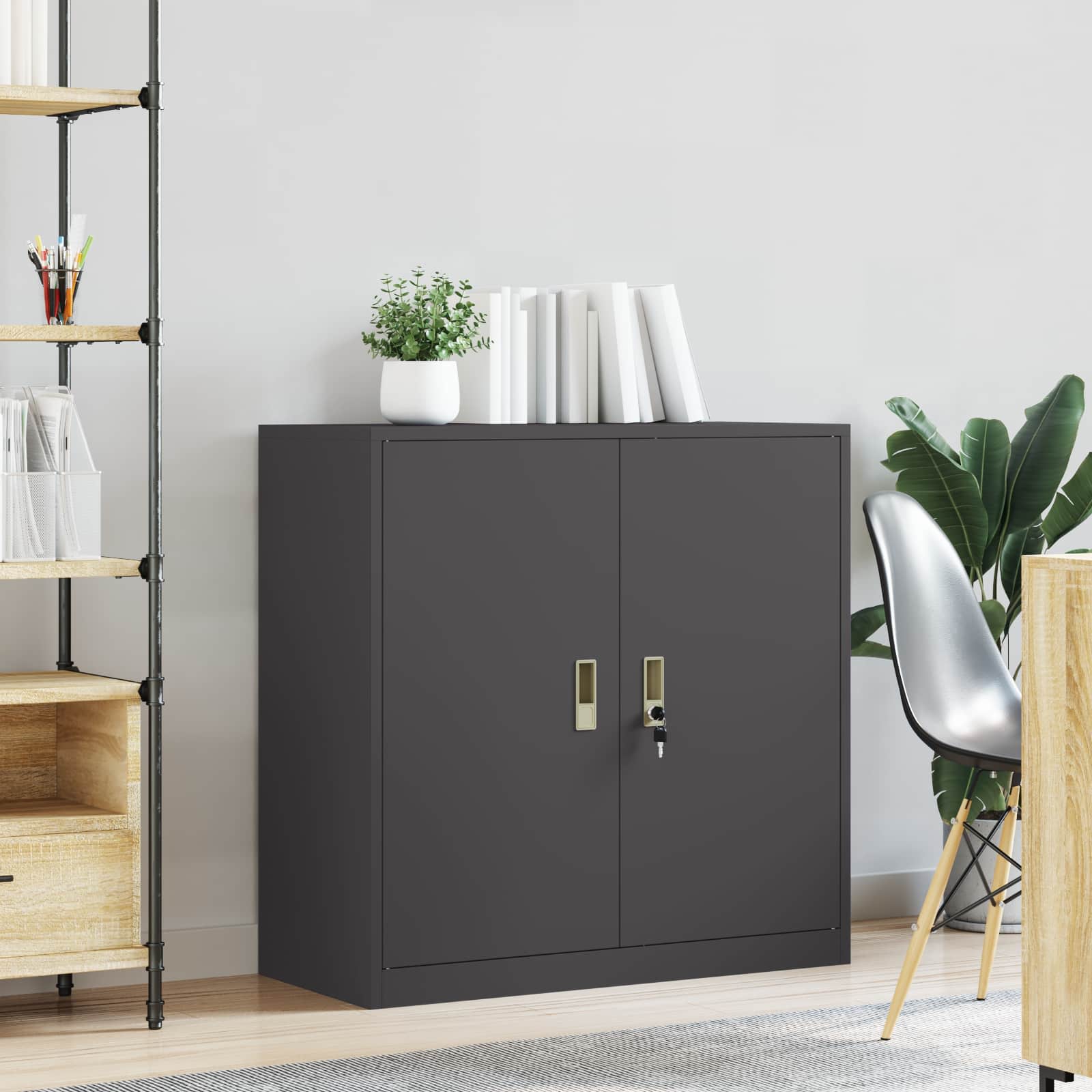 vidaXL Szafka do przechowywania Czarny 90 x 40 x 90 cm Stal
