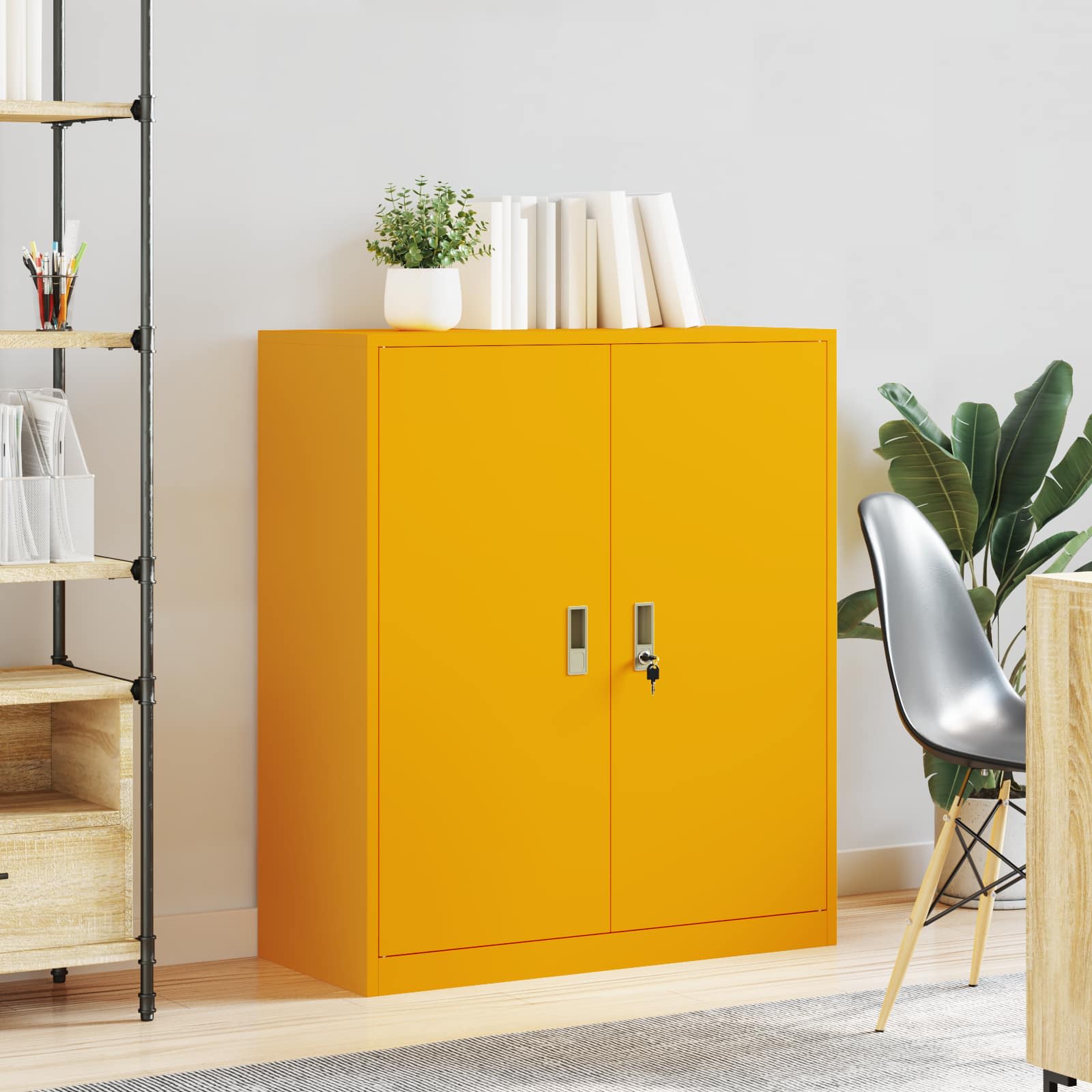 vidaXL Szafka do przechowywania Musztardowy Żółty 90 x 40 x 105 cm