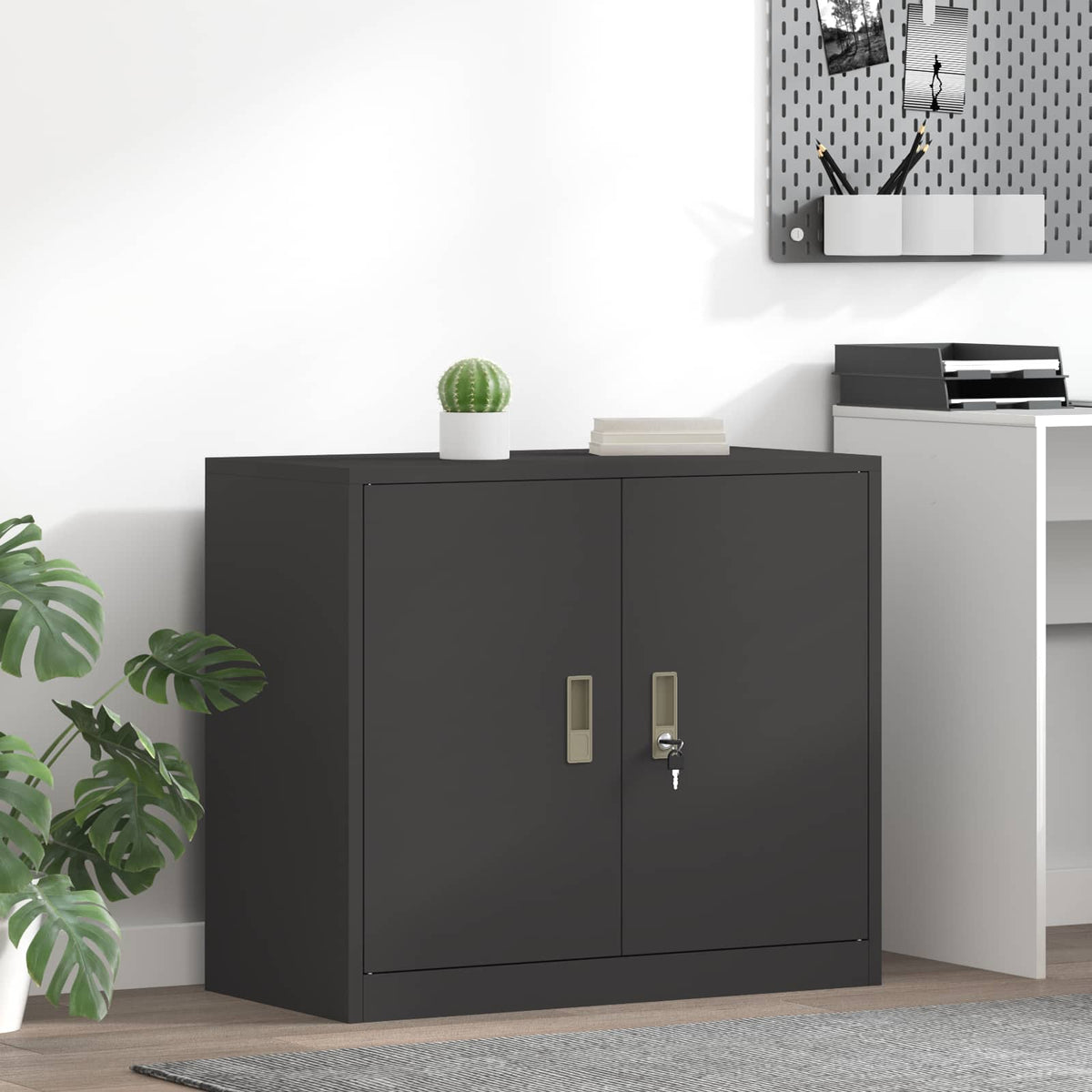 vidaXL Szafka do przechowywania Czarny 80 x 40 x 70 cm Stal