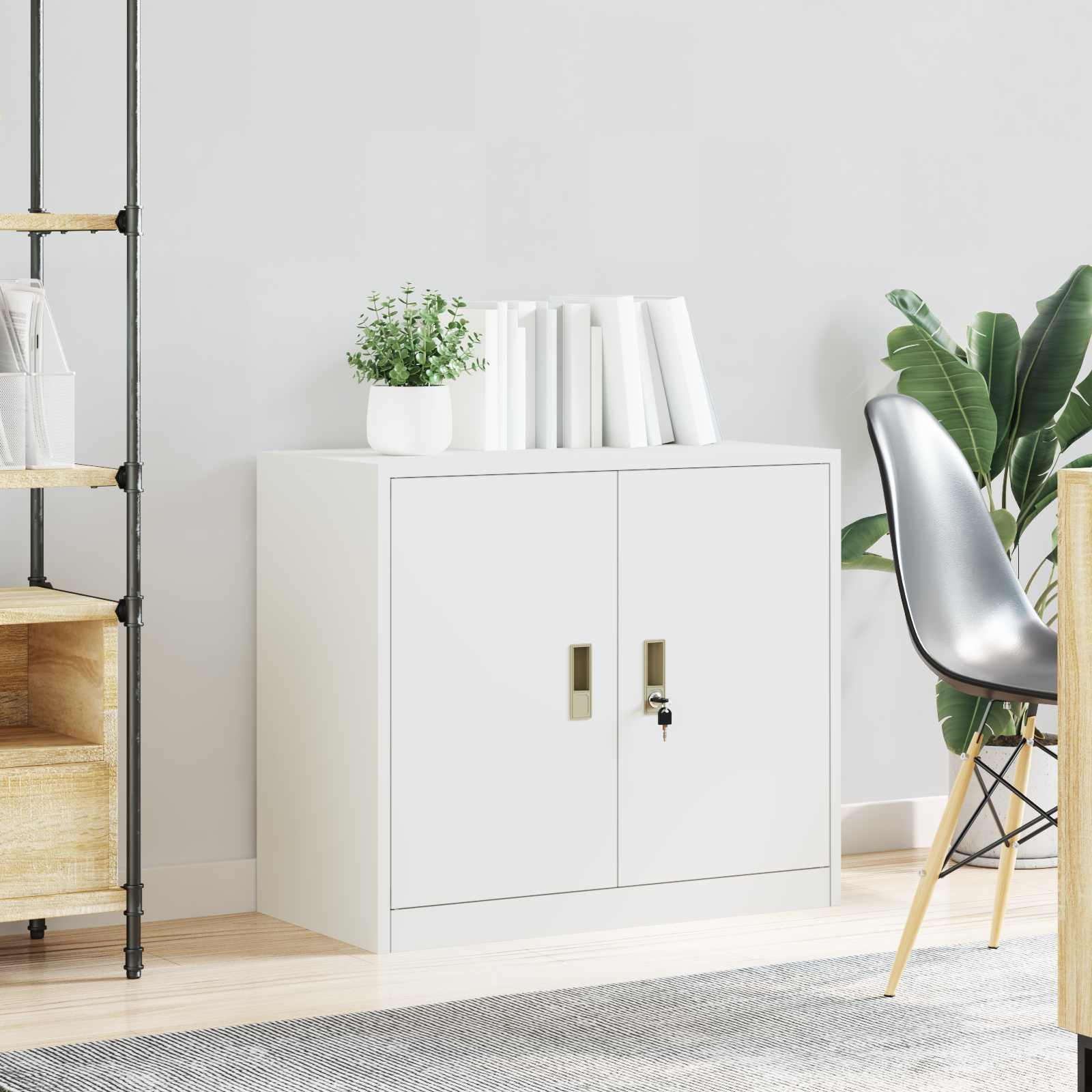vidaXL Szafka do przechowywania Biały 80 x 40 x 70 cm Stal