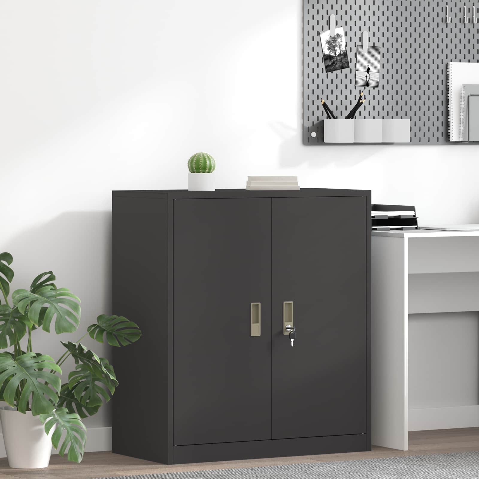 vidaXL Szafka do przechowywania Czarny 80 x 40 x 90 cm Stal