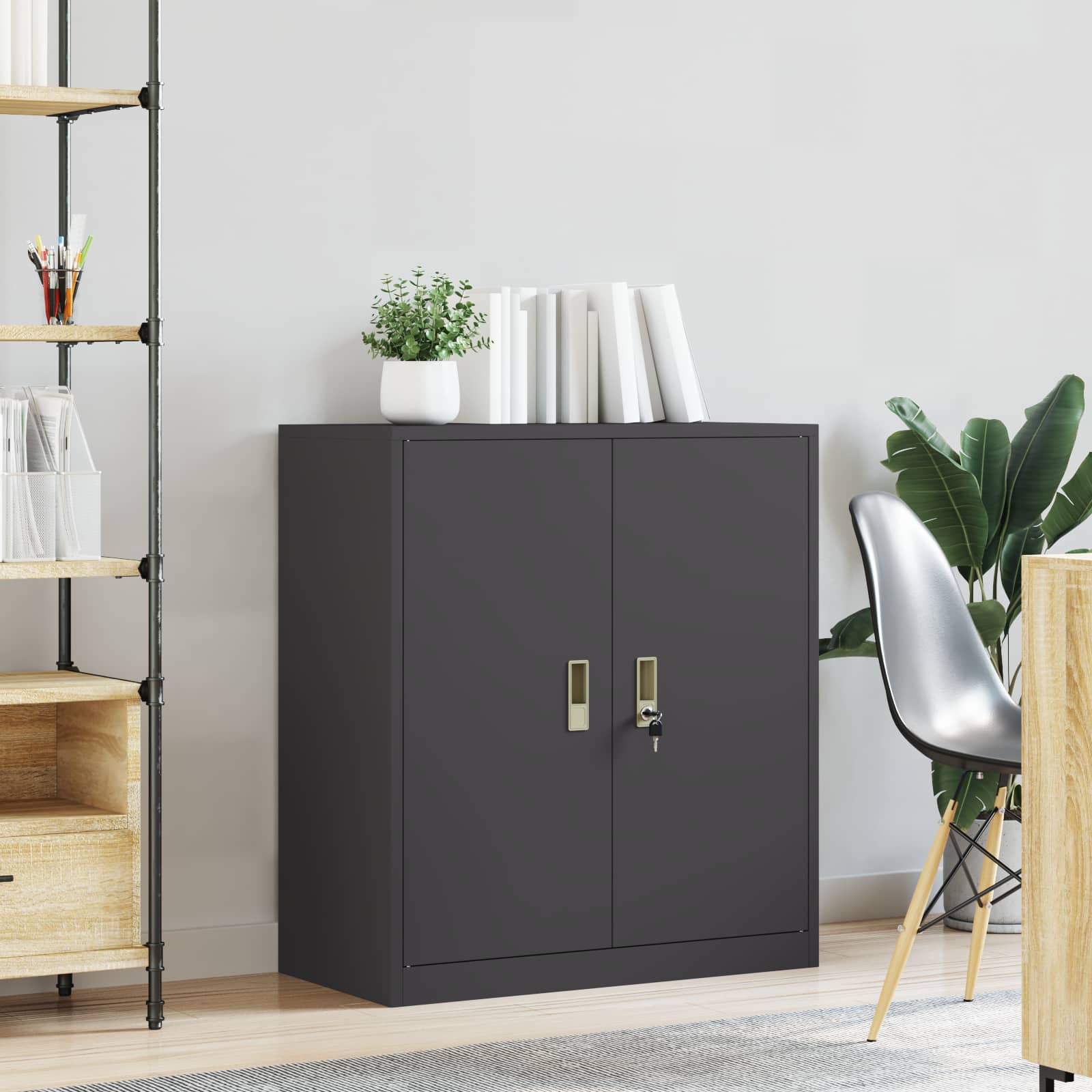 vidaXL Szafka do przechowywania Czarny 80 x 40 x 90 cm Stal