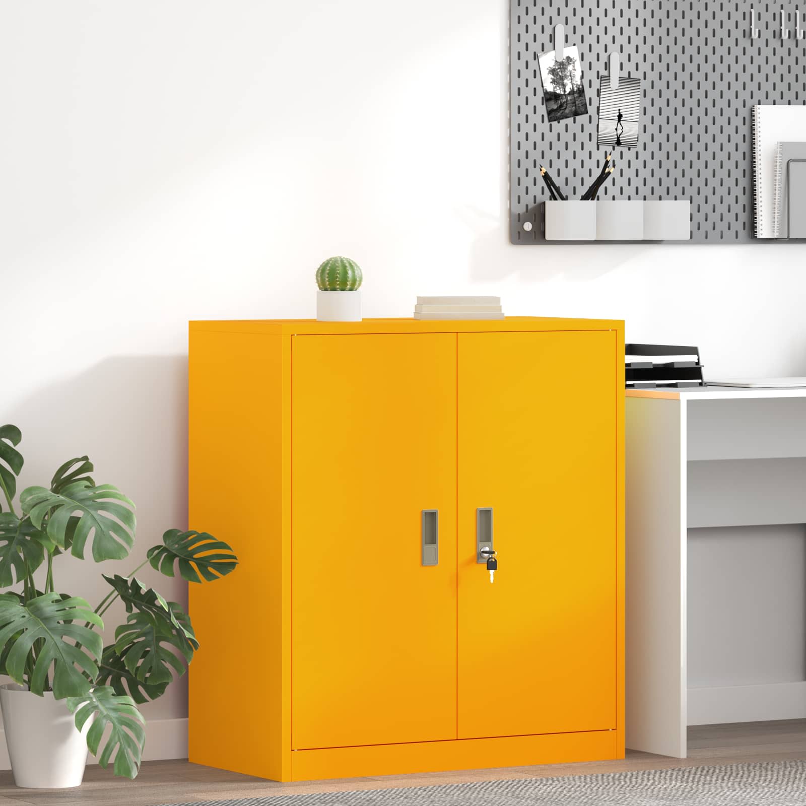 vidaXL Szafka do przechowywania Musztardowy Żółty 80 x 40 x 90 cm Stal