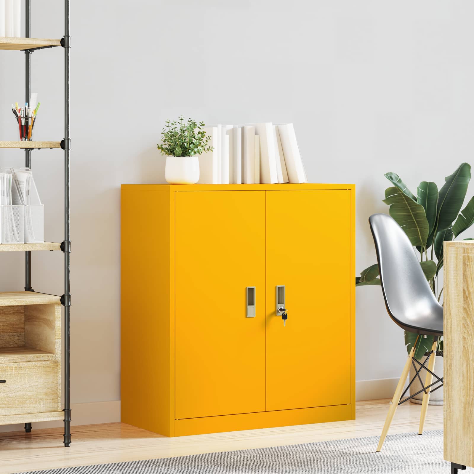 vidaXL Szafka do przechowywania Musztardowy Żółty 80 x 40 x 90 cm Stal