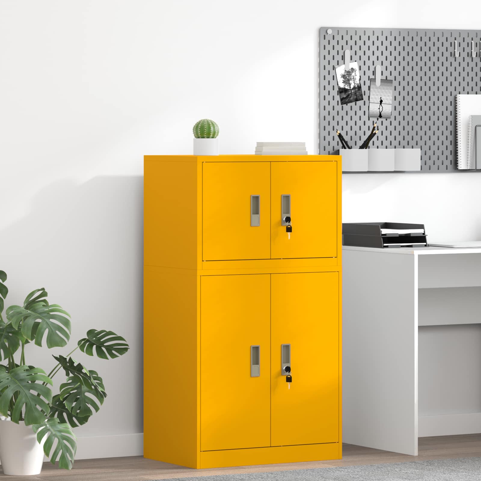 vidaXL Szafka do przechowywania Musztardowy Żółty 60 x 40 x 40 cm Stal