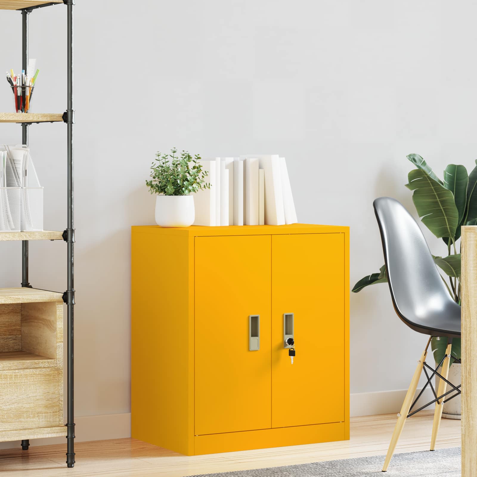 vidaXL Szafka do przechowywania Musztardowy Żółty 60 x 40 x 70 cm Stal