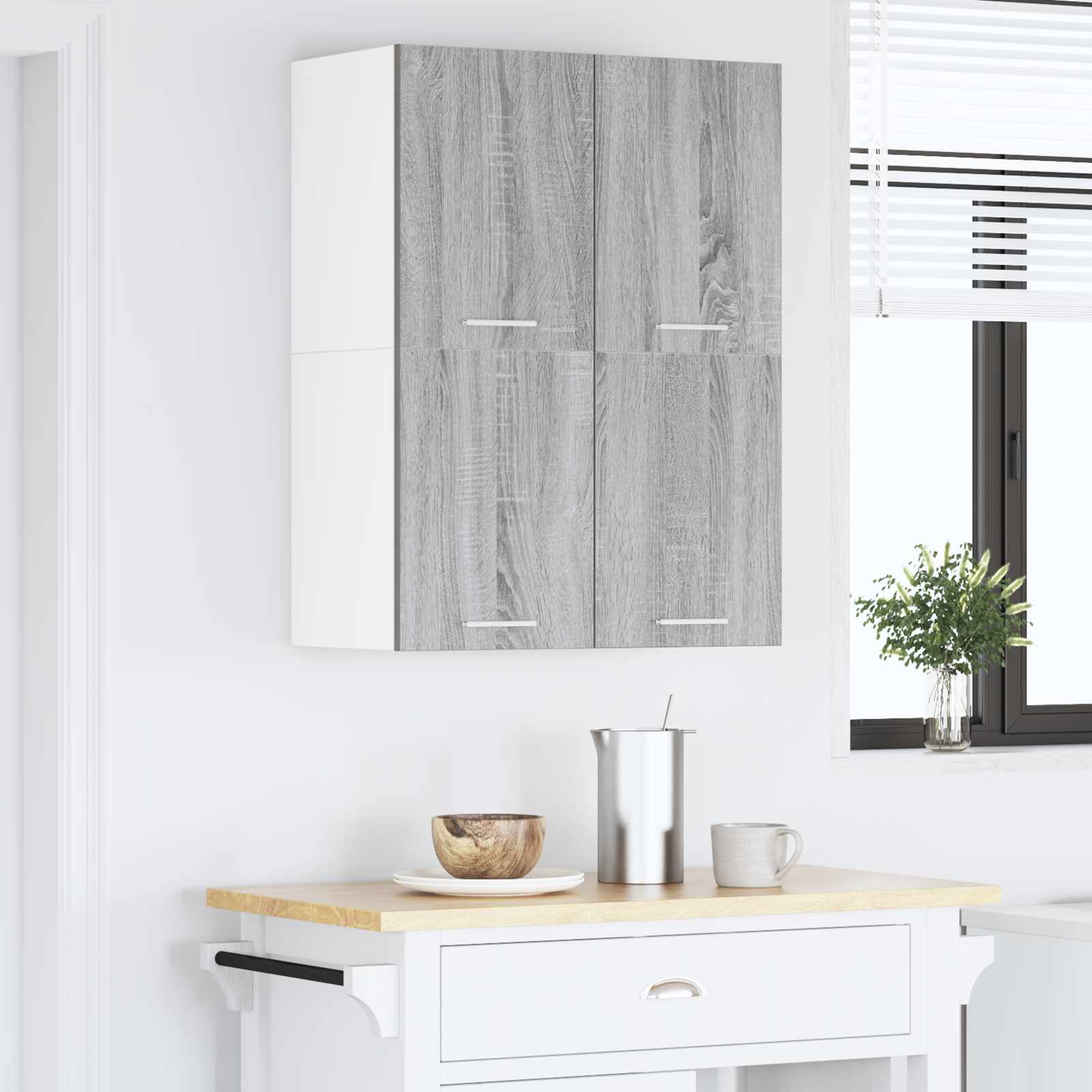 vidaXL Szafka wisząca 2 pcs Szary Sonoma i Biały 60 x 31 x 40 cm