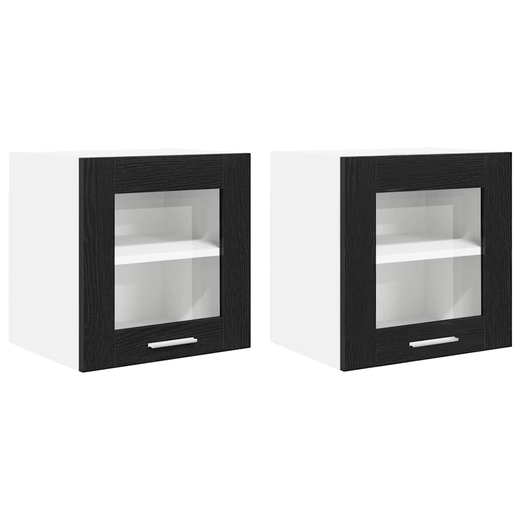 vidaXL Szafka wisząca z drzwiami 2 pcs Czarny Dąb 40 x 31 x 40 cm