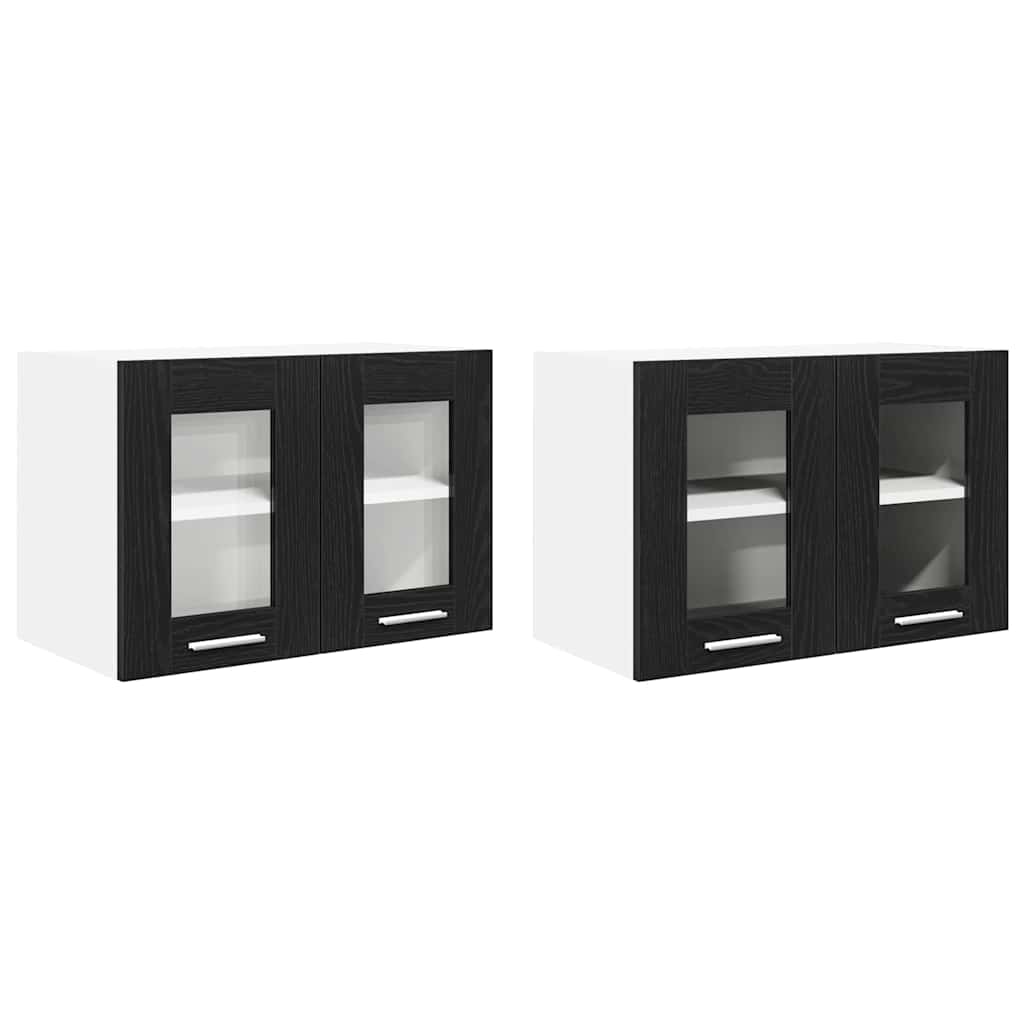 vidaXL Szafka wisząca z drzwiami 2 pcs Czarny Dąb 60 x 31 x 40 cm