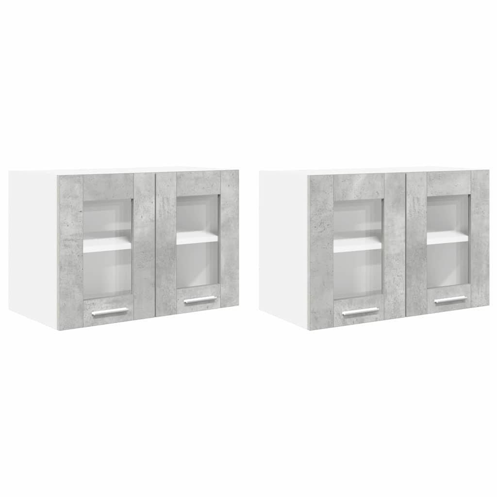 vidaXL Szafka wisząca z drzwiami 2 pcs Betonowy szary 60 x 31 x 40 cm