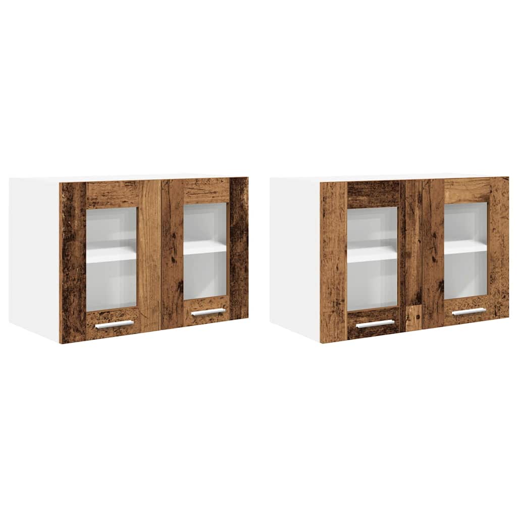vidaXL Szafka wisząca z drzwiami 2 pcs Stare drewno 60 x 31 x 40 cm