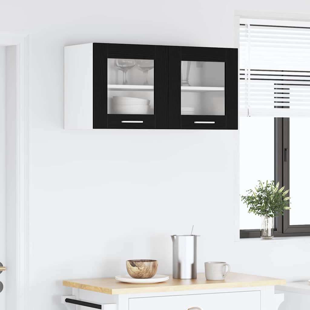vidaXL Szafka wisząca Czarny Dąb i Biały 80 x 31 x 40 cm