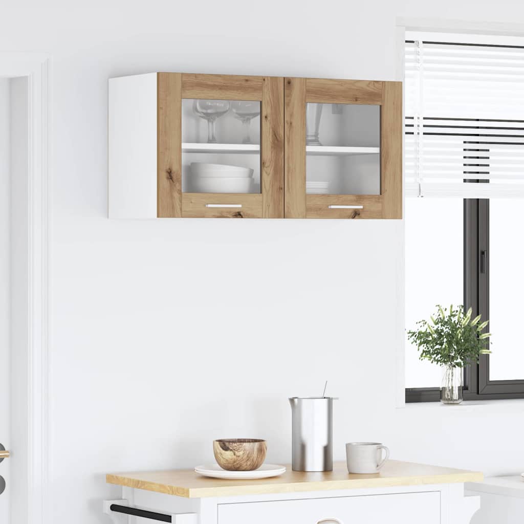 vidaXL Szafka wisząca Dąb rzemieślniczy i biały 80 x 31 x 40 cm