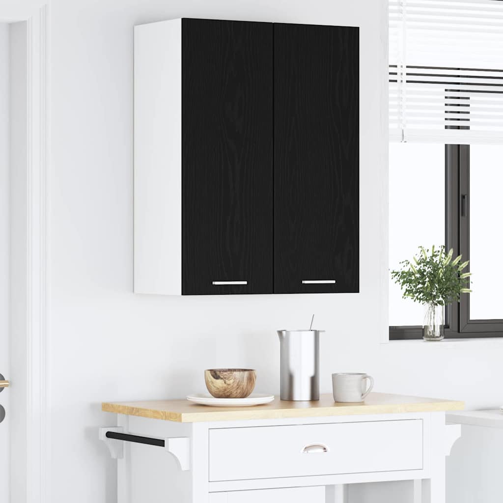 vidaXL Szafka wisząca z drzwiami Czarny Dąb i Biały 30 x 31 x 80 cm