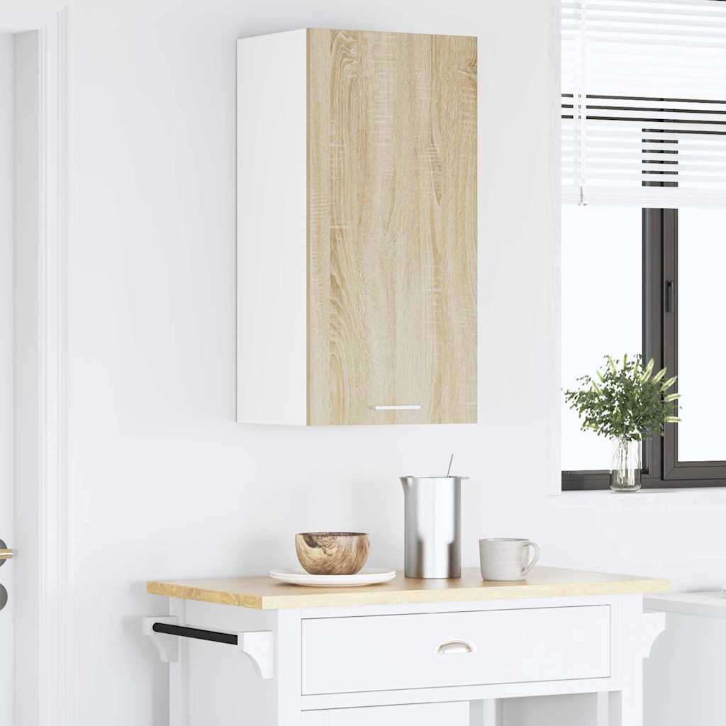 vidaXL Szafka wisząca z drzwiami Dąb Sonoma i Biały 40 x 31 x 80 cm