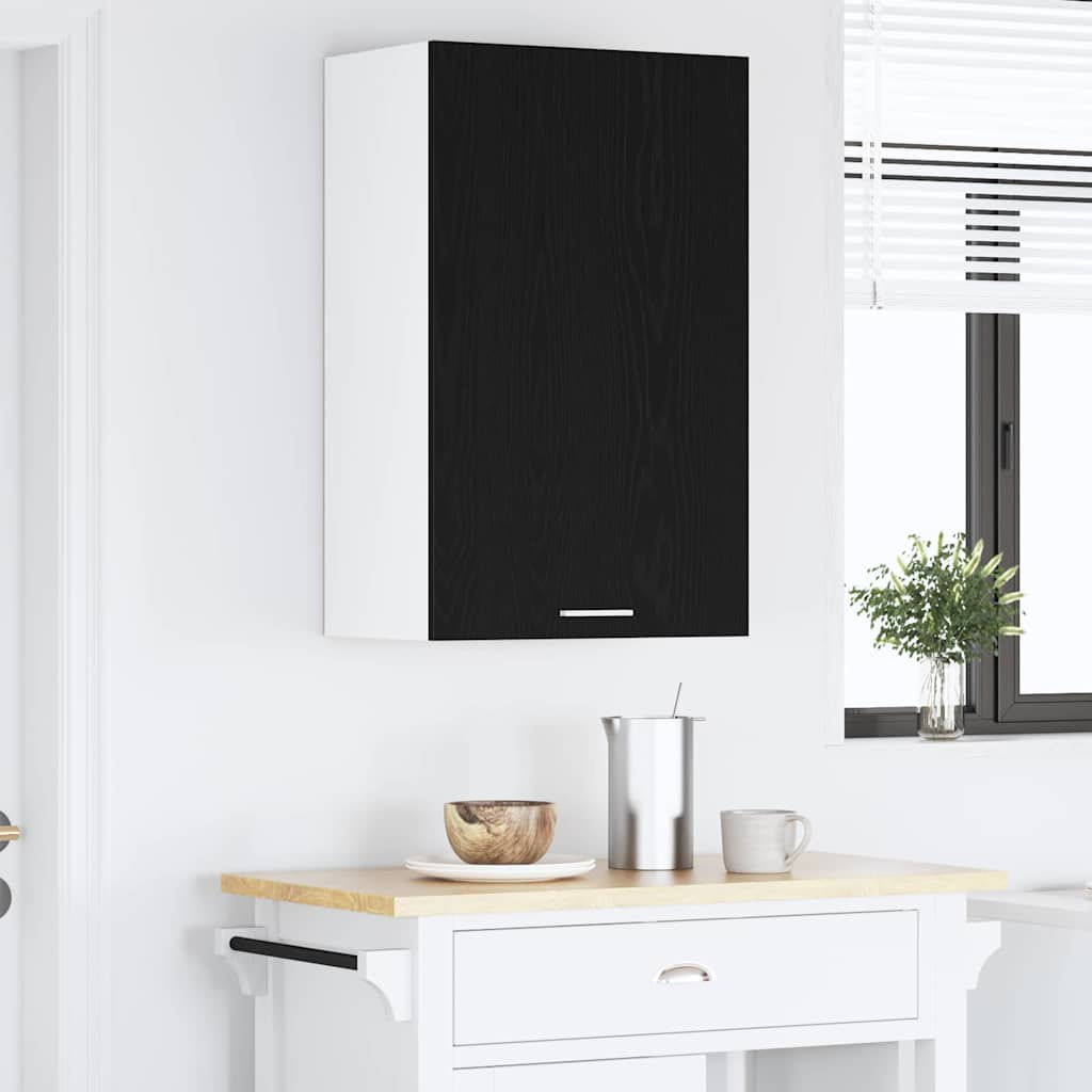 vidaXL Szafka wisząca z drzwiami Czarny Dąb i Biały 50 x 31 x 80 cm