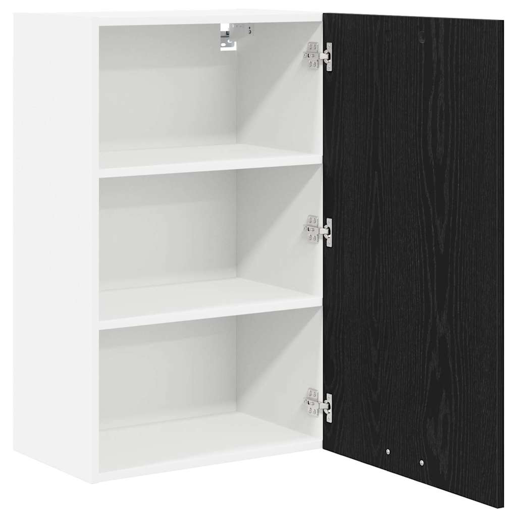 vidaXL Szafka wisząca z drzwiami Czarny Dąb i Biały 50 x 31 x 80 cm