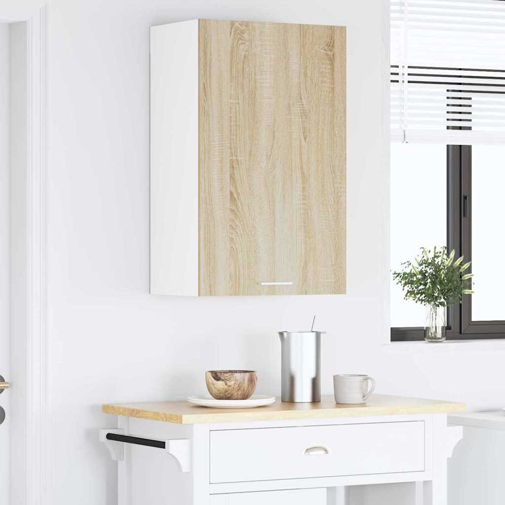 vidaXL Szafka wisząca z drzwiami Dąb Sonoma i Biały 50 x 31 x 80 cm