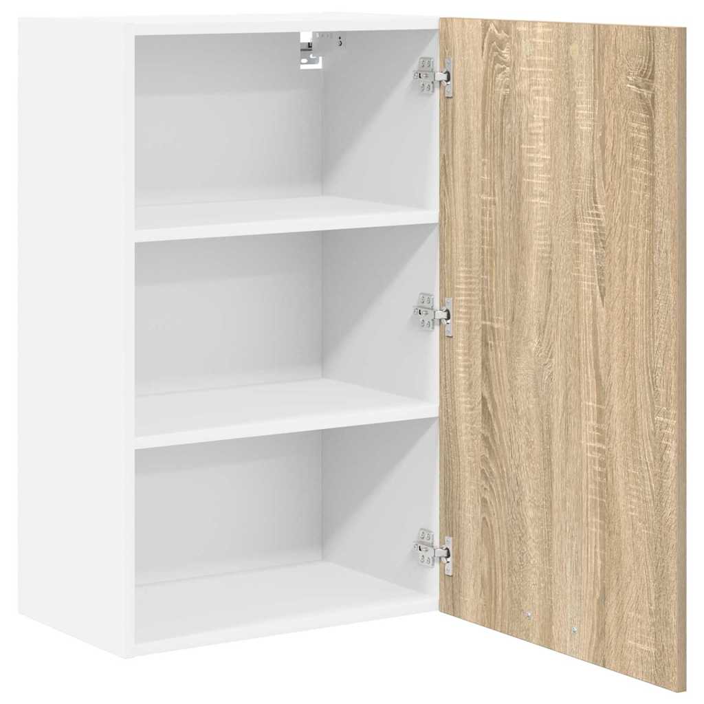 vidaXL Szafka wisząca z drzwiami Dąb Sonoma i Biały 50 x 31 x 80 cm
