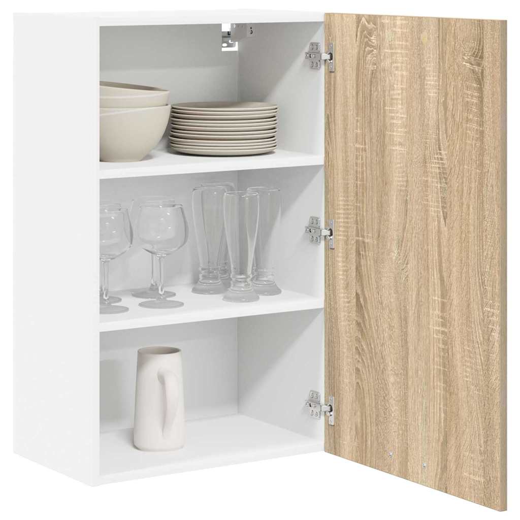 vidaXL Szafka wisząca z drzwiami Dąb Sonoma i Biały 50 x 31 x 80 cm