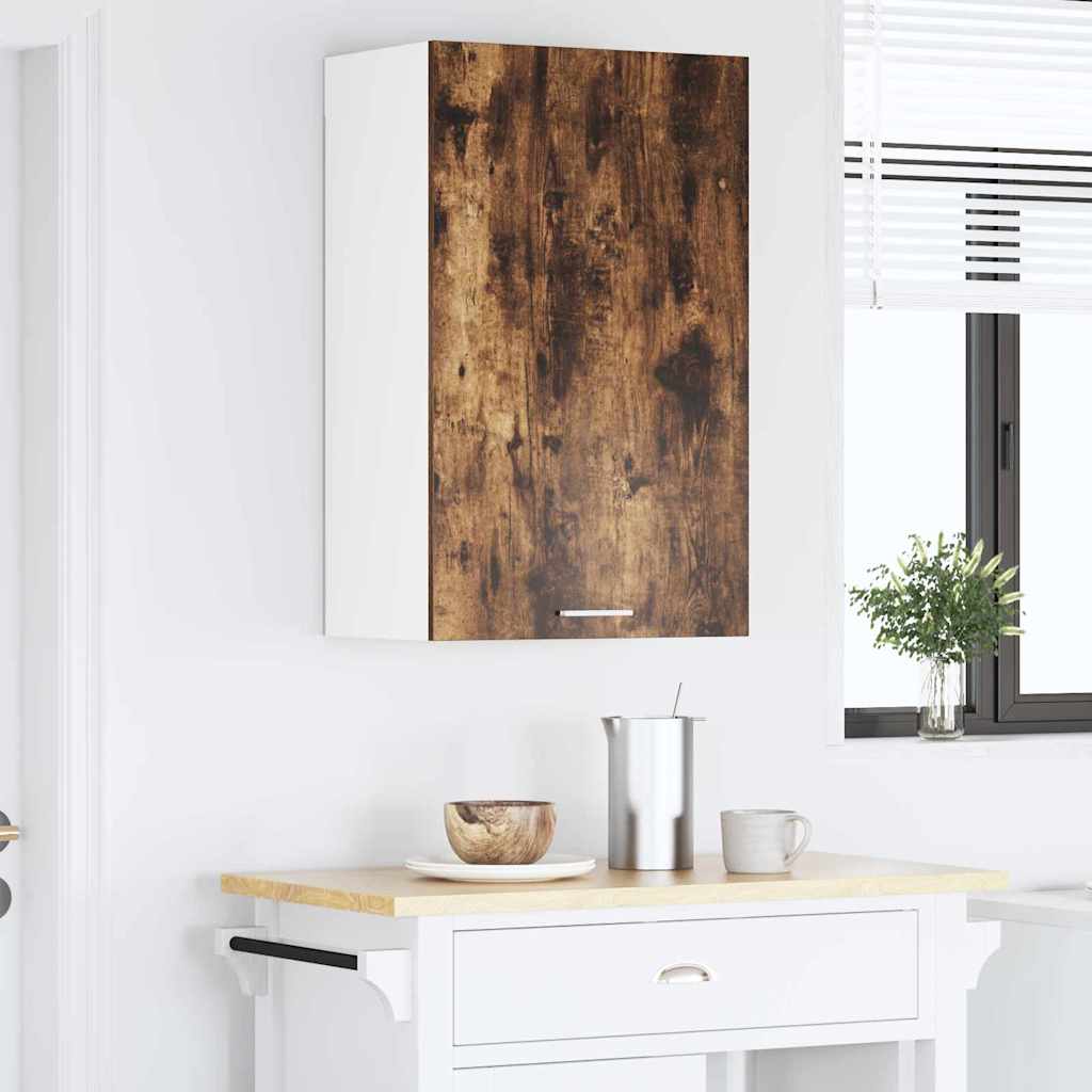 vidaXL Szafka wisząca z drzwiami Wędzony dąb i biały 50 x 31 x 80 cm