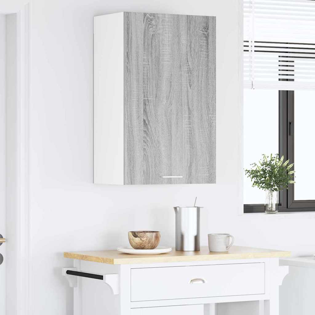 vidaXL Szafka wisząca z drzwiami Szary Sonoma i Biały 50 x 31 x 80 cm