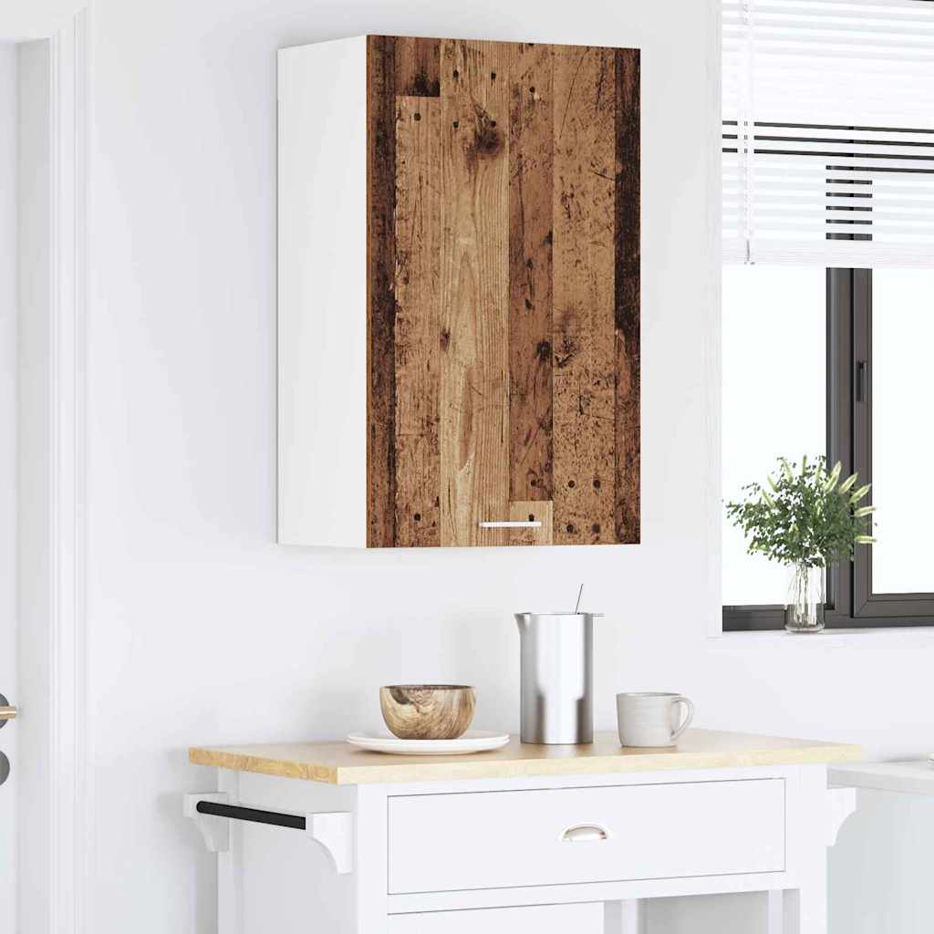 vidaXL Szafka wisząca z drzwiami Stare Drewno i Biały 50 x 31 x 80 cm