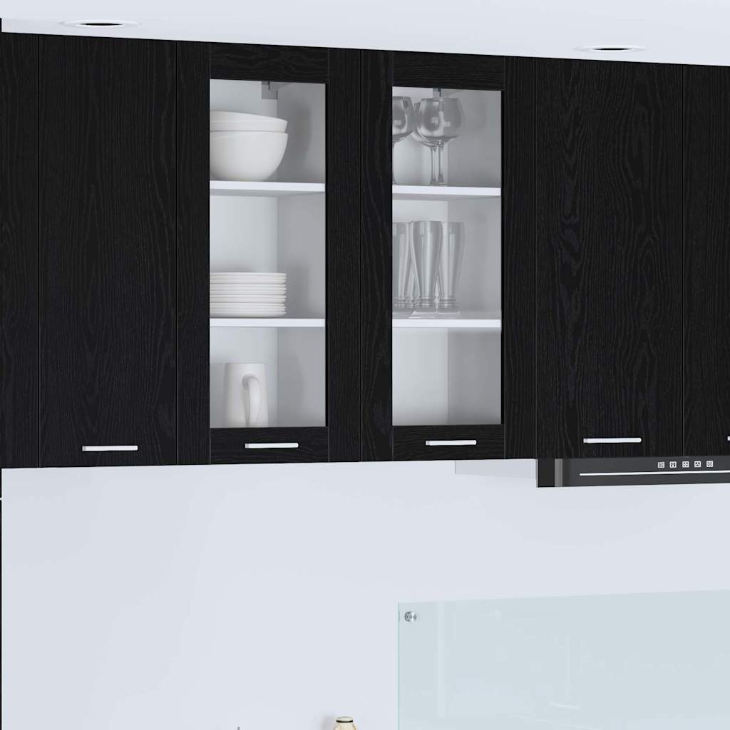 vidaXL Szafka wisząca z drzwiami 2 pcs Czarny Dąb 40 x 31 x 80 cm