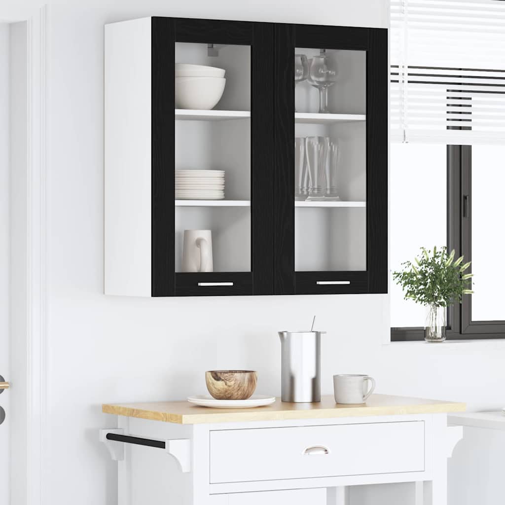 vidaXL Szafka wisząca z drzwiami 2 pcs Czarny Dąb 40 x 31 x 80 cm