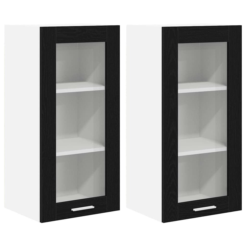 vidaXL Szafka wisząca z drzwiami 2 pcs Czarny Dąb 40 x 31 x 80 cm