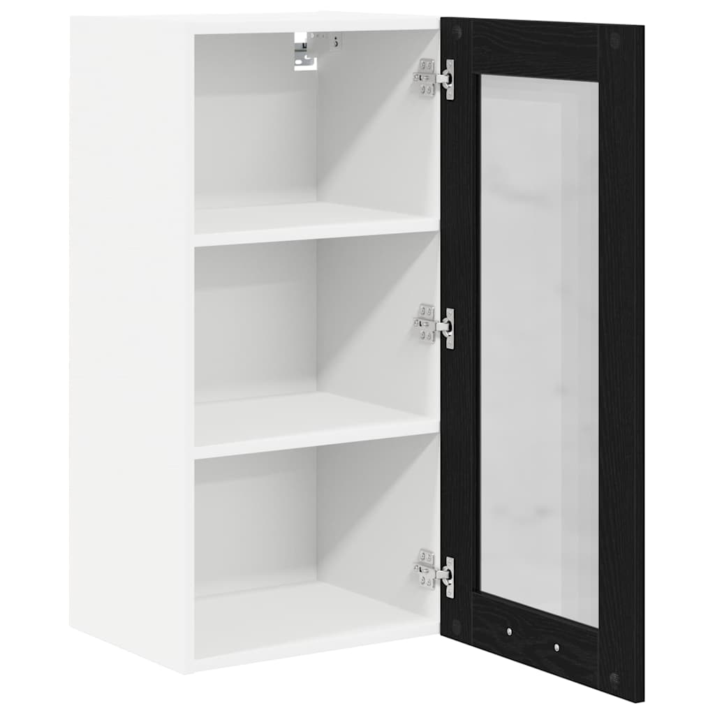 vidaXL Szafka wisząca z drzwiami 2 pcs Czarny Dąb 40 x 31 x 80 cm