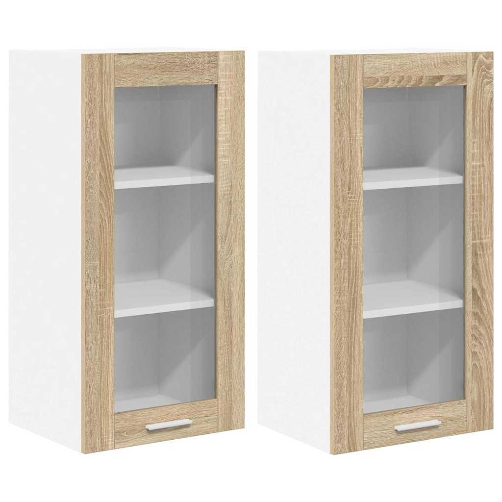 vidaXL Szafka wisząca z drzwiami 2 pcs Dąb Sonoma 40 x 31 x 80 cm