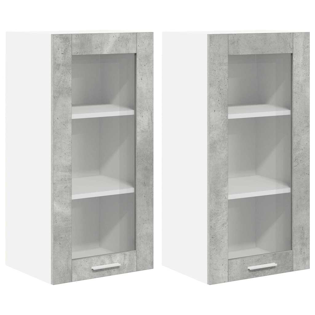 vidaXL Szafka wisząca z drzwiami 2 pcs Betonowy szary 40 x 31 x 80 cm