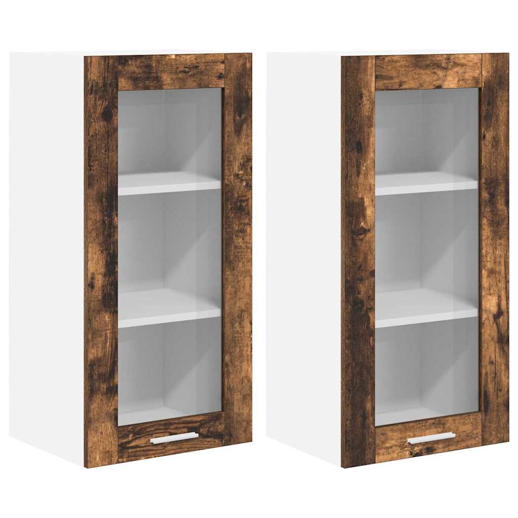 vidaXL Szafka wisząca z drzwiami 2 pcs Dąb wędzony 40 x 31 x 80 cm