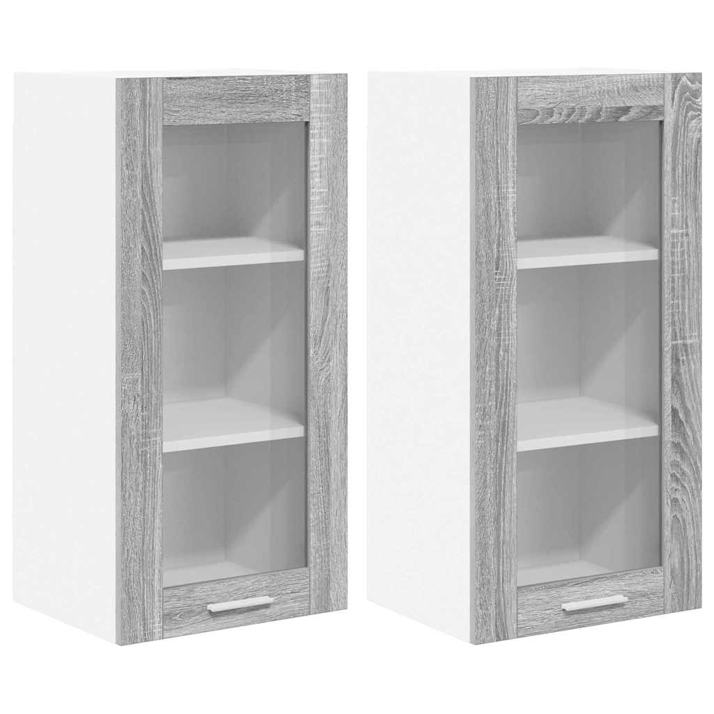 vidaXL Szafka wisząca z drzwiami 2 pcs Szary Sonoma 40 x 31 x 80 cm