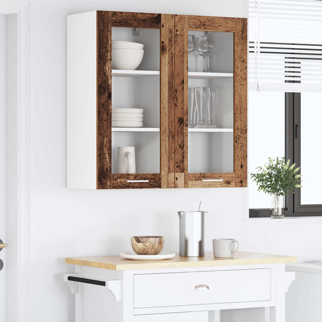 vidaXL Szafka wisząca z drzwiami 2 pcs Stare drewno 40 x 31 x 80 cm