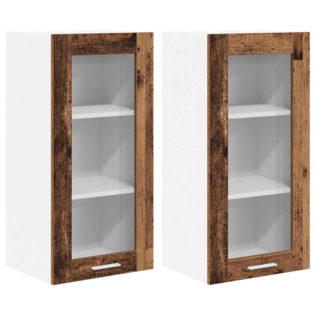 vidaXL Szafka wisząca z drzwiami 2 pcs Stare drewno 40 x 31 x 80 cm