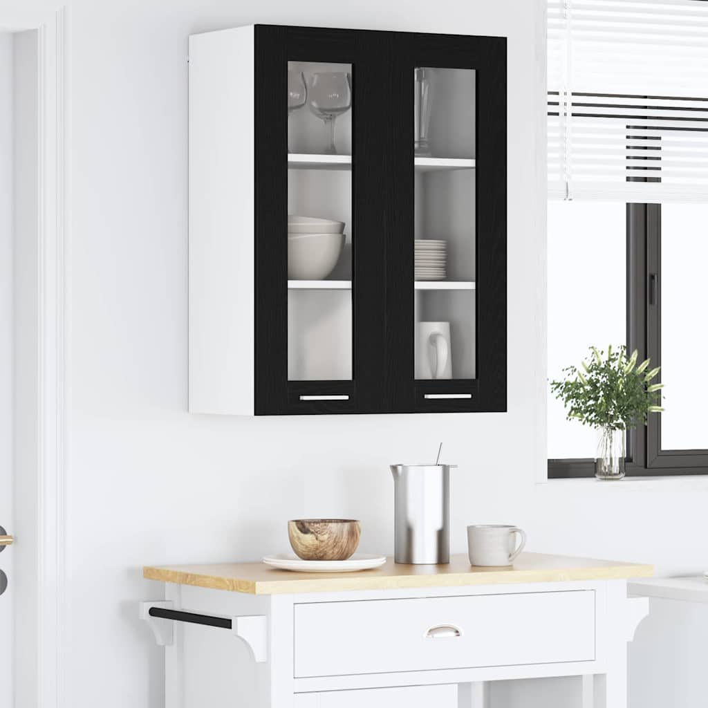 vidaXL Szafka wisząca z przechowywaniem Czarny Dąb 60 x 31 x 80 cm