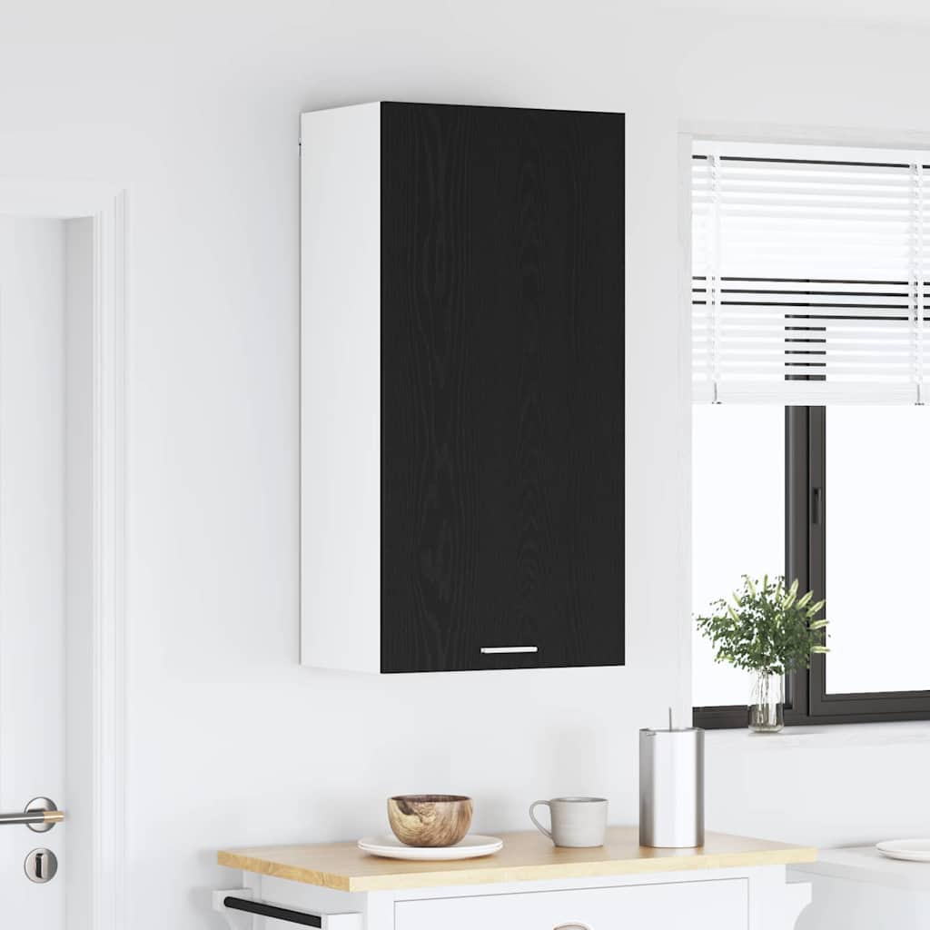 vidaXL Szafka wisząca z drzwiami Czarny Dąb i Biały 50 x 31 x 100 cm