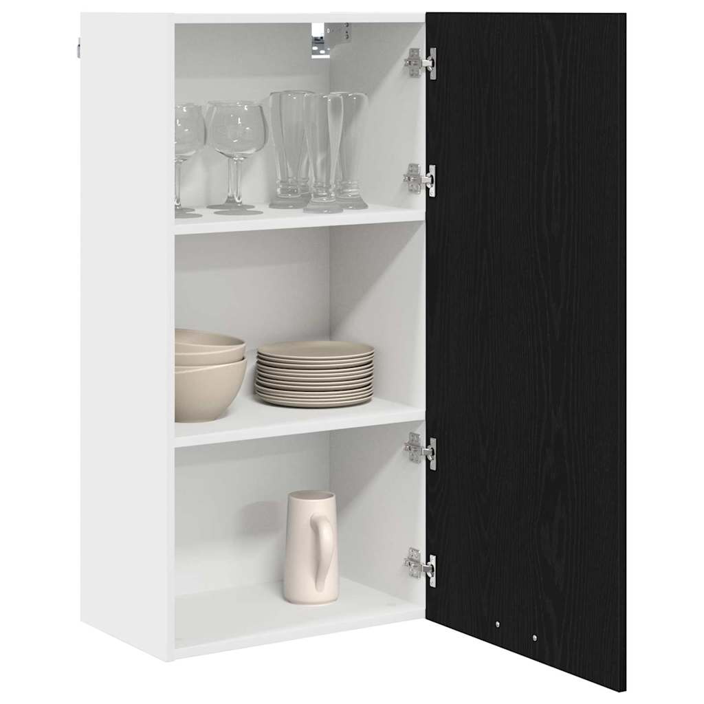 vidaXL Szafka wisząca z drzwiami Czarny Dąb i Biały 50 x 31 x 100 cm