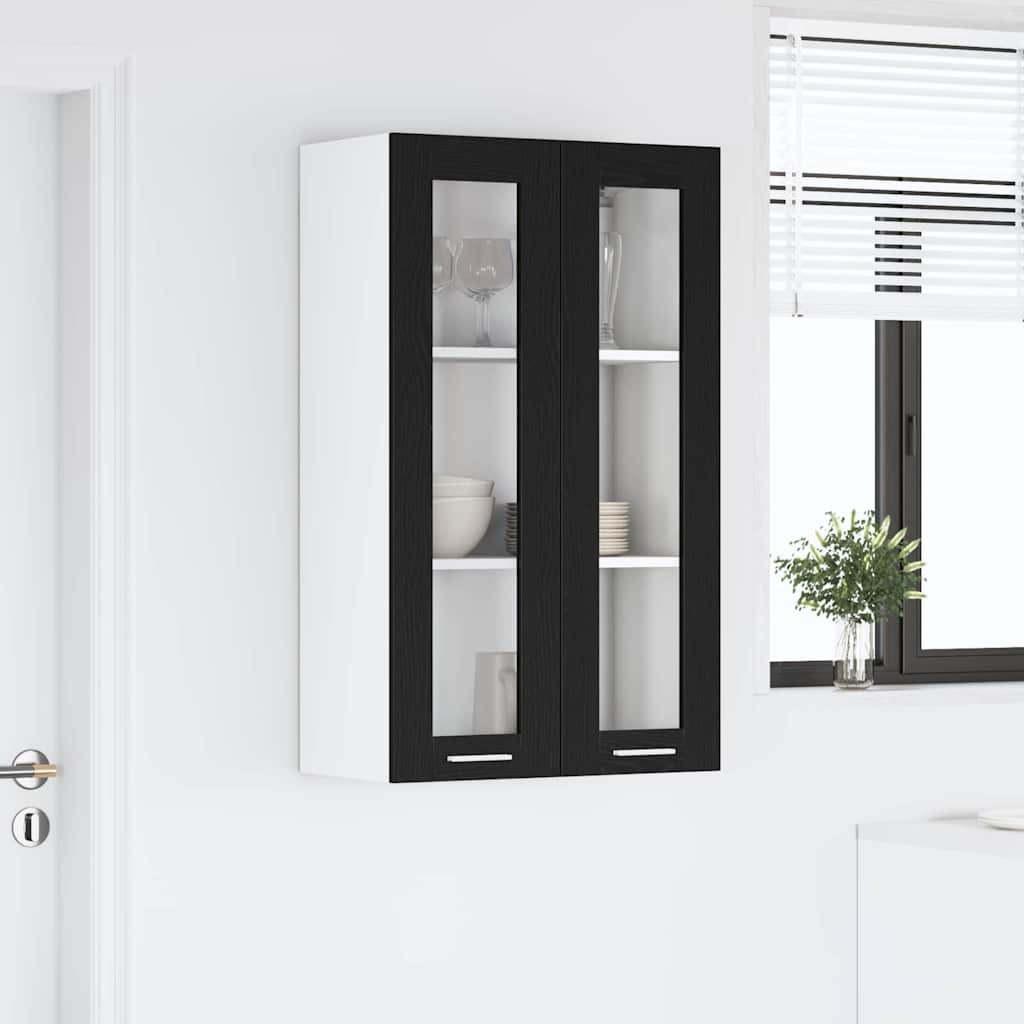 vidaXL Szafka wisząca z drzwiami Riga Czarny Dąb 60 x 31 x 100 cm