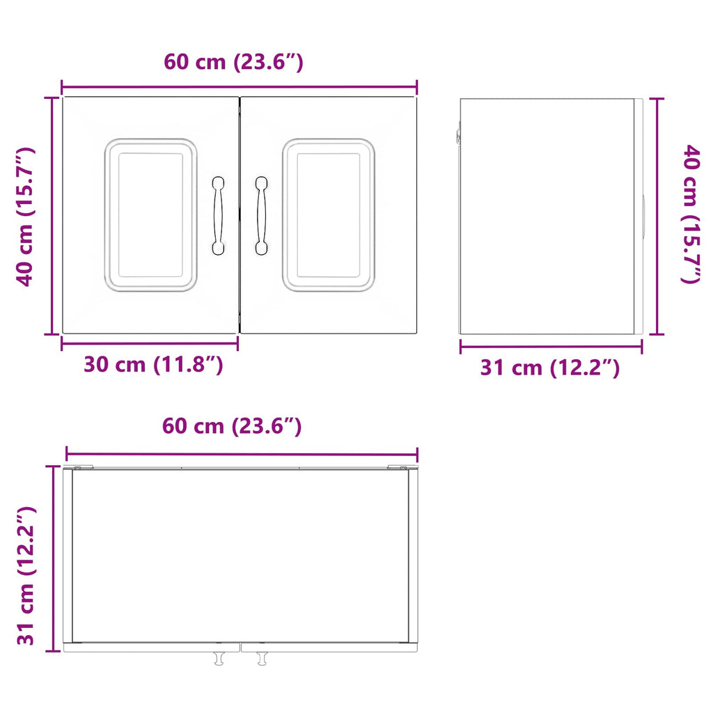 vidaXL Front do zmywarki Kalmar Stare drewno 60 x 31 x 40 cm