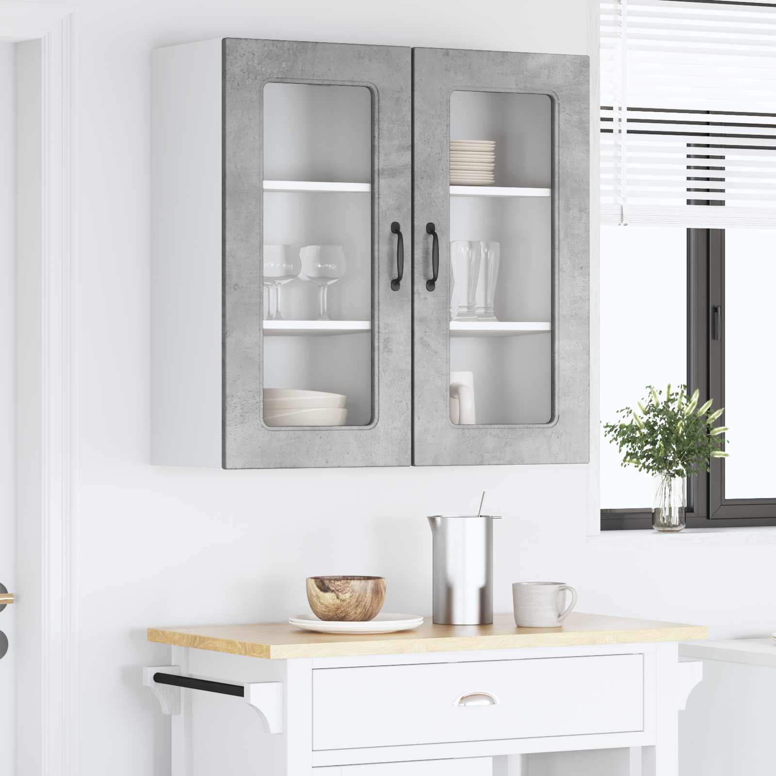 vidaXL Front do zmywarki Kalmar 2 pcs Betonowy szary 40 x 31 x 80 cm