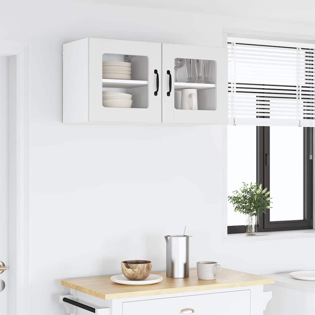 vidaXL Szafka szklana na ścianę LUCCA 2 pcs Biały 40 x 31 x 40 cm
