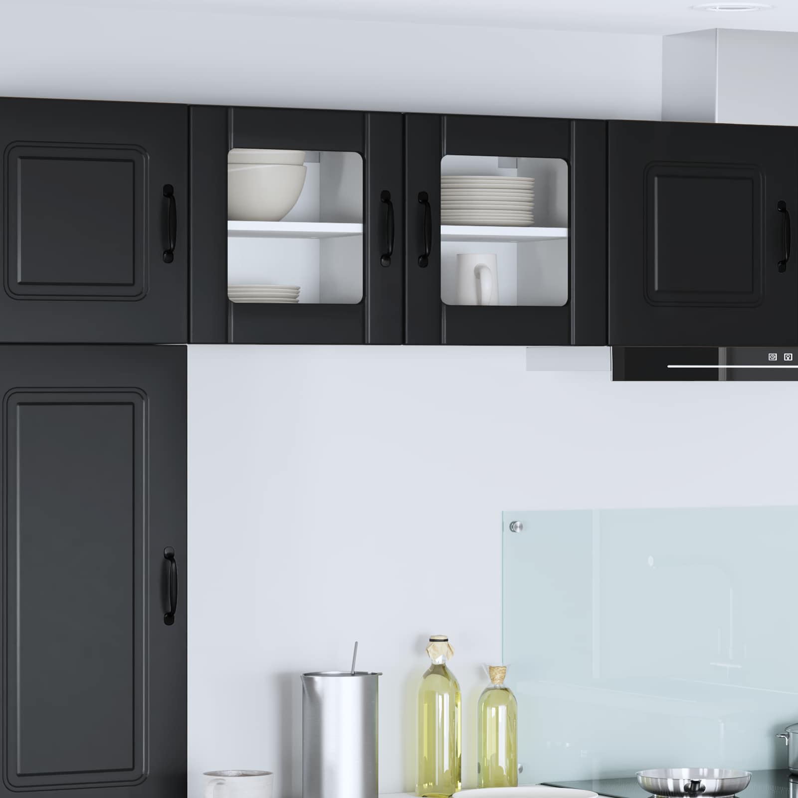 vidaXL Szafka szklana na ścianę LUCCA 2 pcs Czarny 40 x 31 x 40 cm