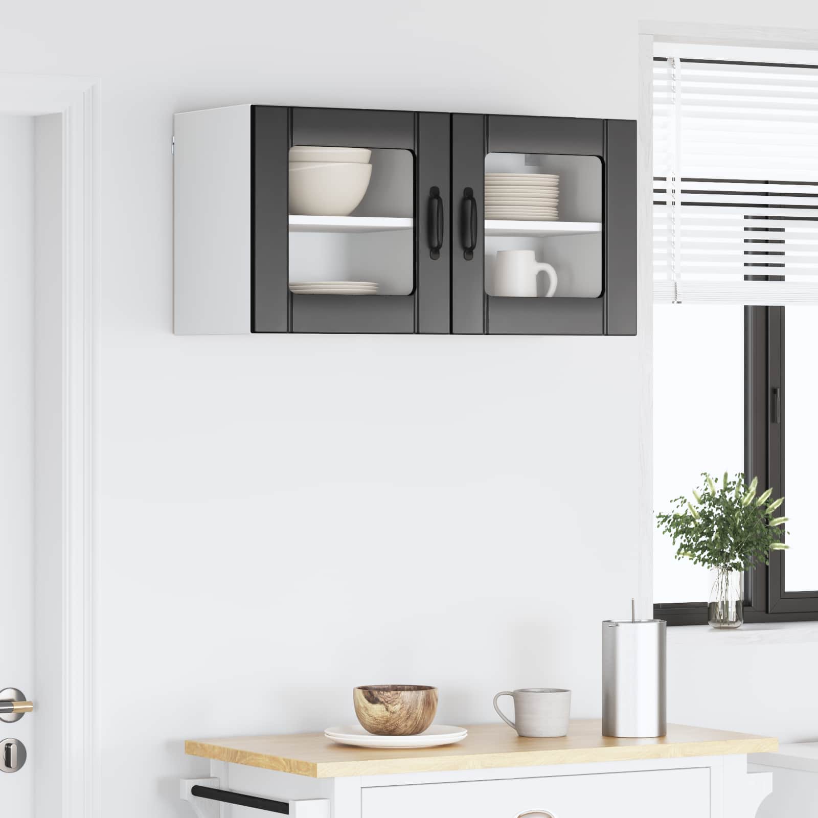 vidaXL Szafka szklana na ścianę LUCCA 2 pcs Czarny 40 x 31 x 40 cm
