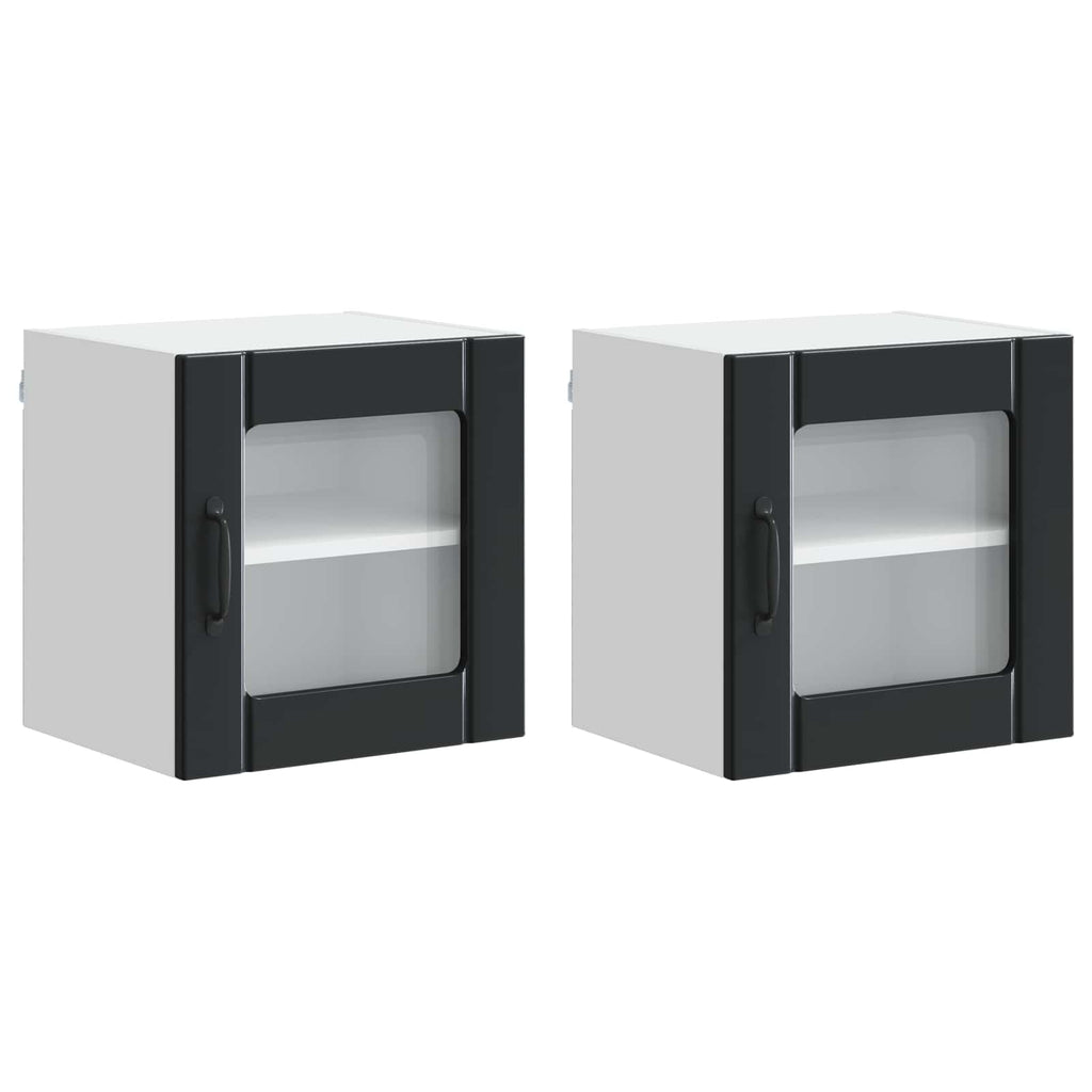 vidaXL Szafka szklana na ścianę LUCCA 2 pcs Czarny 40 x 31 x 40 cm