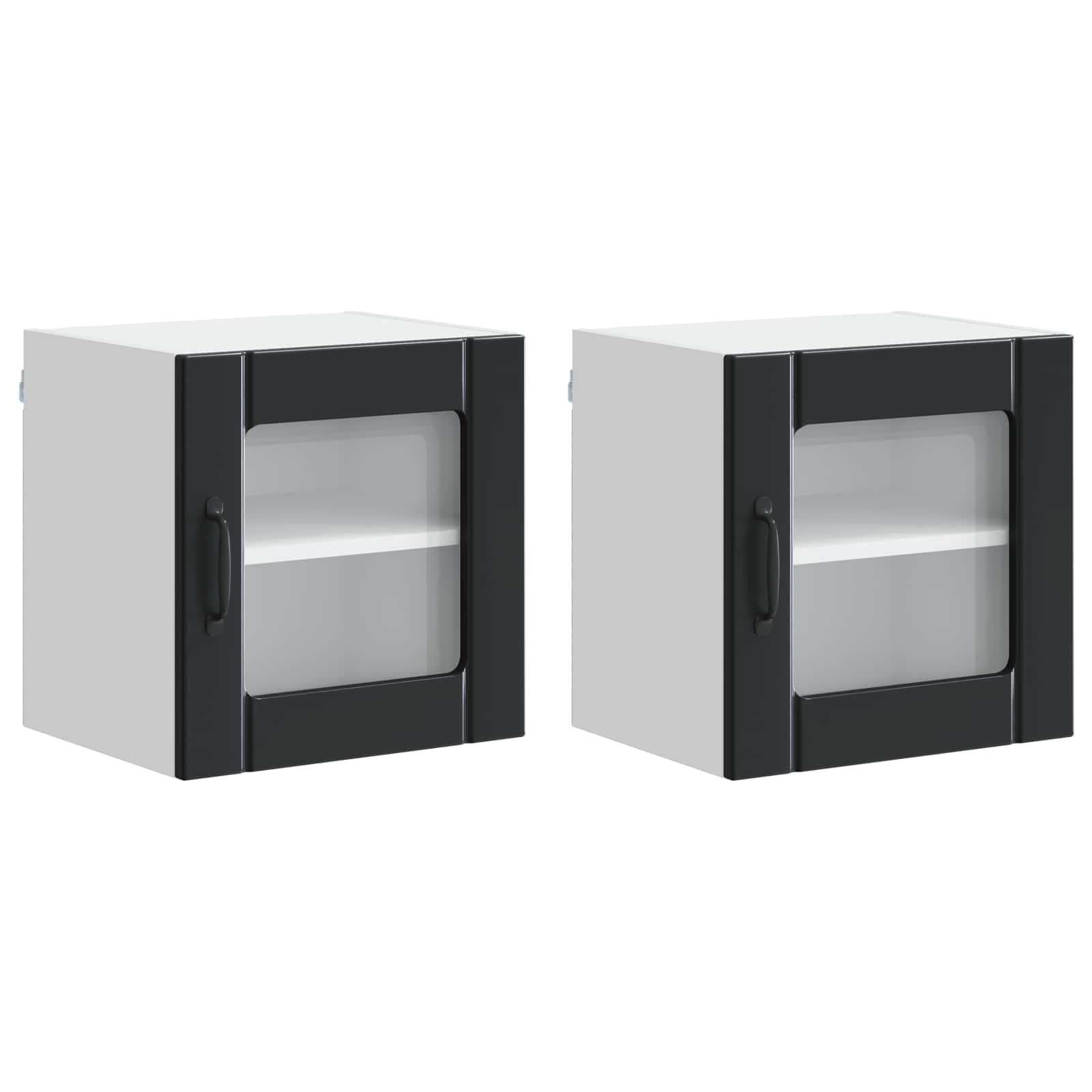 vidaXL Szafka szklana na ścianę LUCCA 2 pcs Czarny 40 x 31 x 40 cm