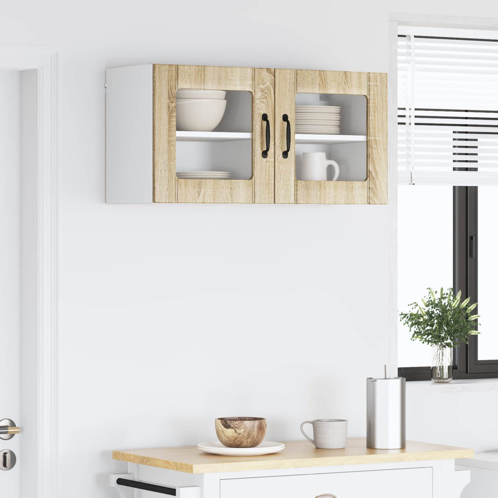 vidaXL Szafka szklana na ścianę LUCCA 2 pcs dąb Sonoma 40 x 31 x 40 cm